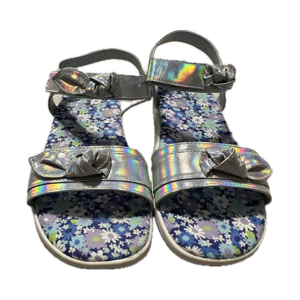 Girls Landsend shiny silver sandals